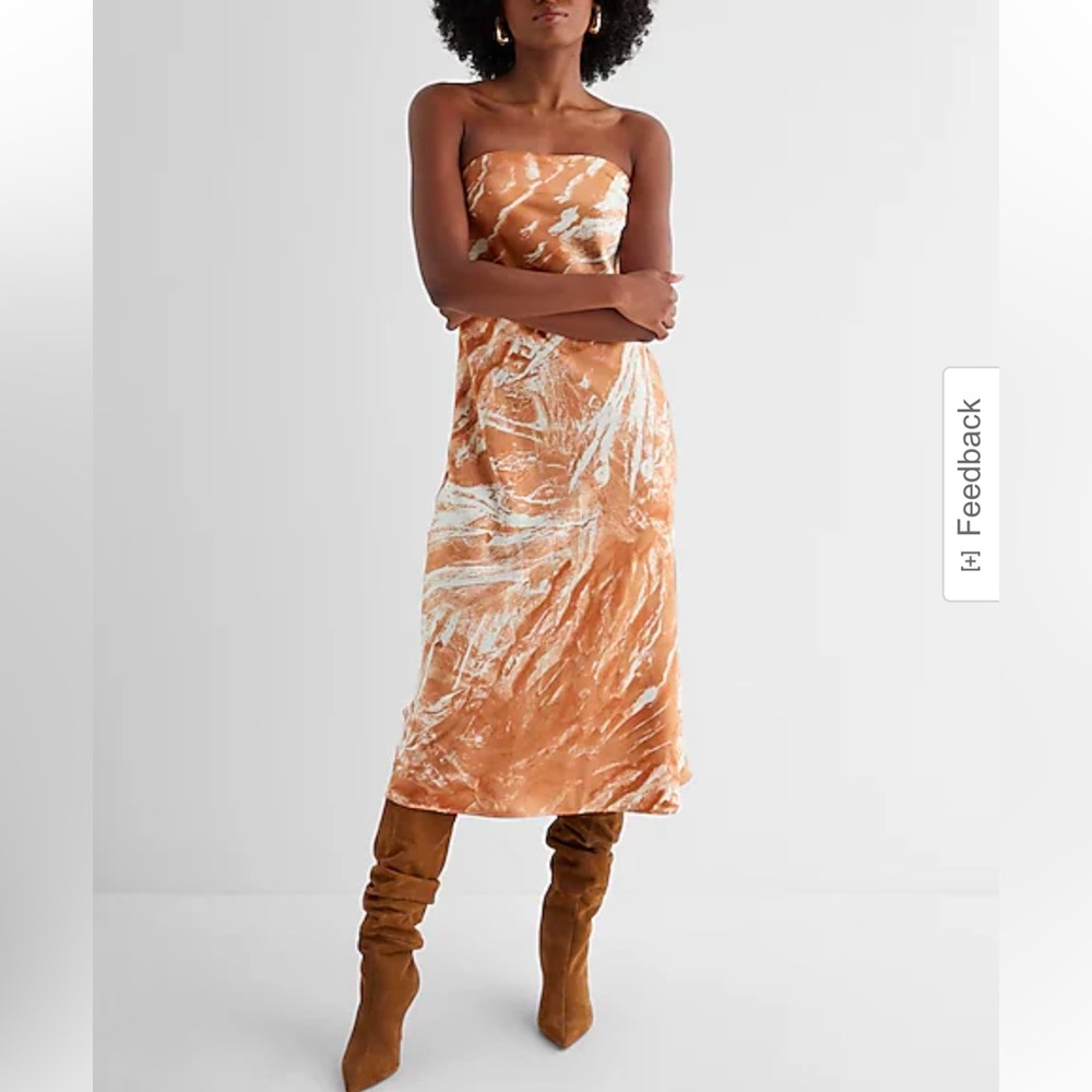 Express Satin Strapless Midi Slip Dress